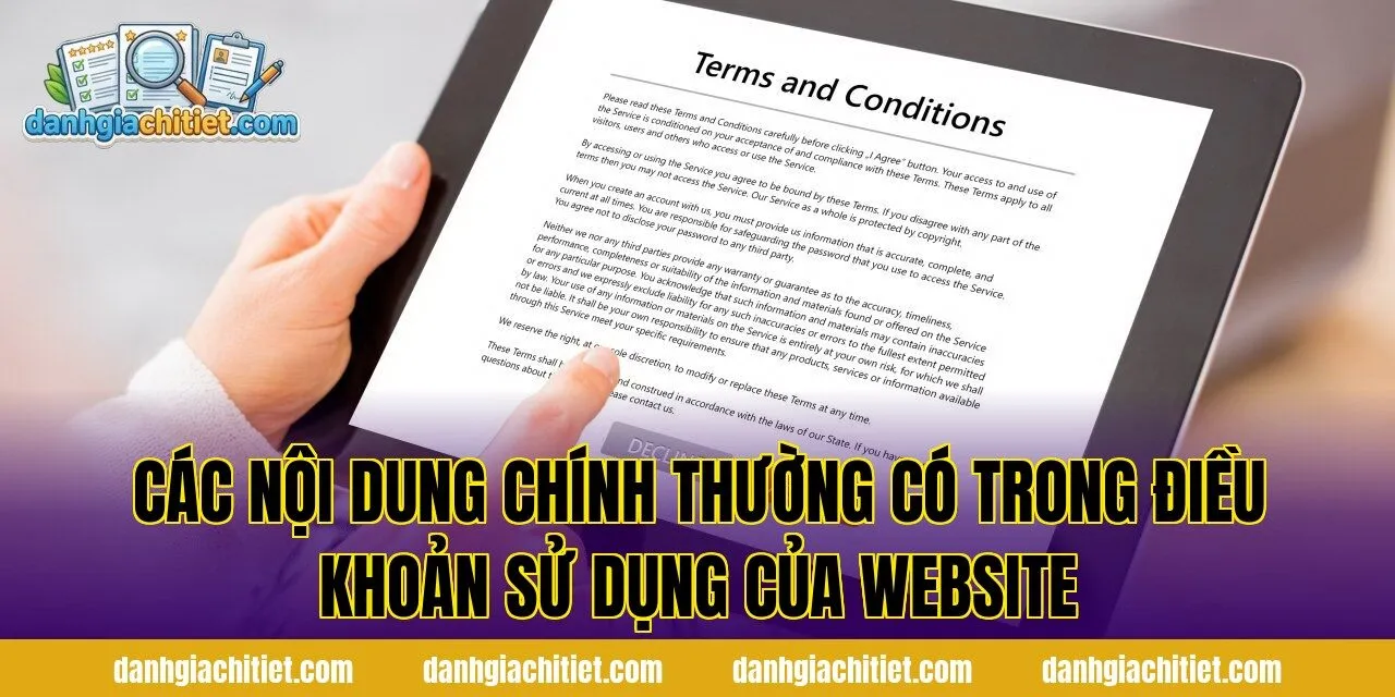 Các nội dung chính thường có trong điều khoản sử dụng của website